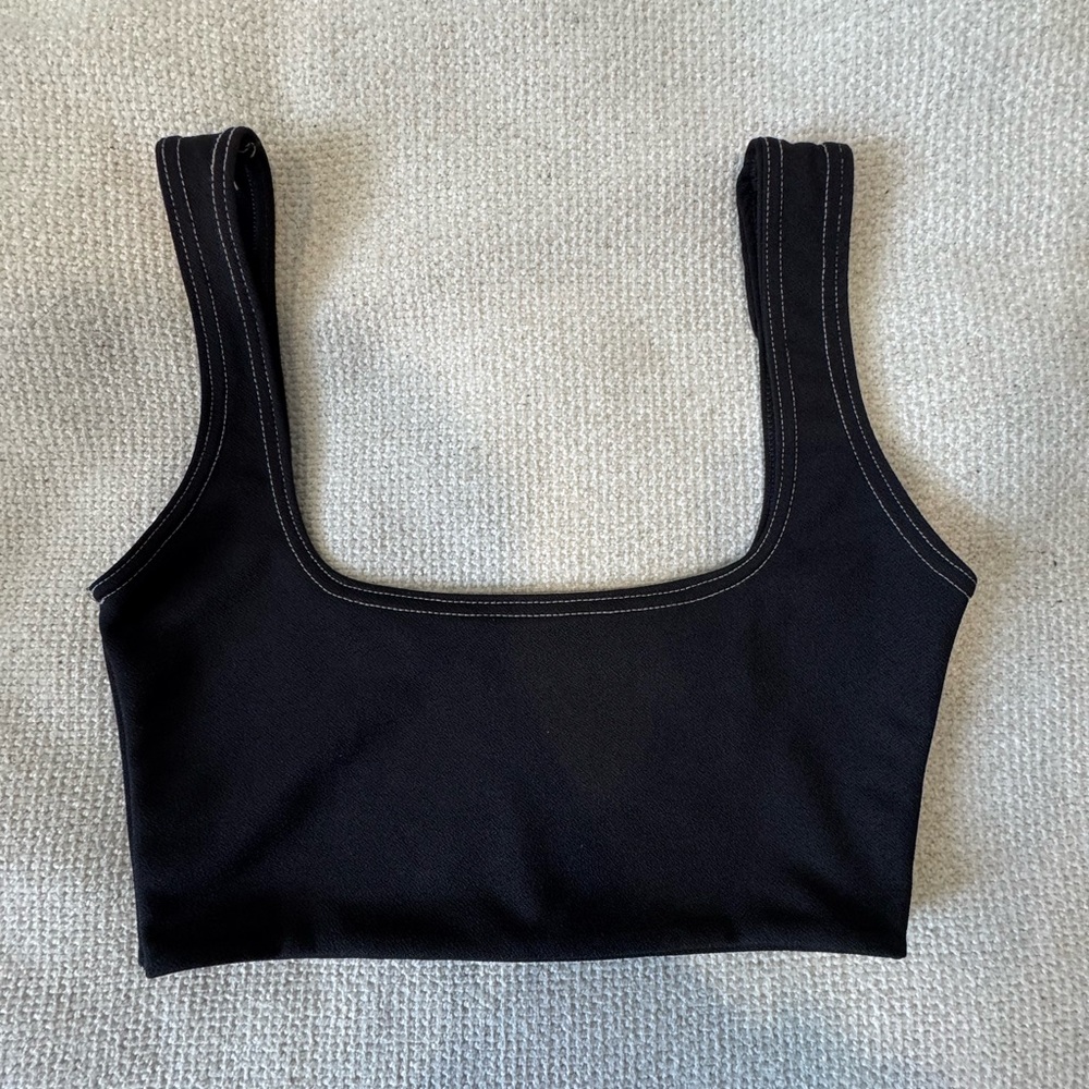 Black Square Neck Crop Top